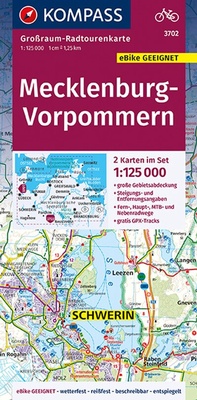 Abbildung von: KOMPASS Großraum-Radtourenkarte 3702 Mecklenburg-Vorpommern 1:125.000 - KOMPASS-Karten