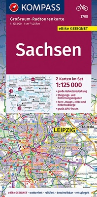 Abbildung von: KOMPASS Großraum-Radtourenkarte 3708 Sachsen 1:125.000 - KOMPASS-Karten