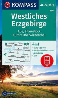 Abbildung von: KOMPASS Wanderkarte 806 Westliches Erzgebirge, Aue, Eibenstock, Kurort Oberwiesenthal 1:50.000 - KOMPASS-Karten