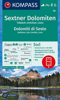 Abbildung von: KOMPASS Wanderkarte 58 Sextner Dolomiten, Dolomit di Sesto, Toblach, Dobbiaco, Innichen, San Candido, Lienz 1:50.000 - KOMPASS-Karten