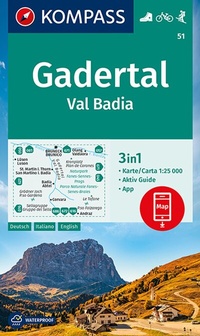 Abbildung von: KOMPASS Wanderkarte 51 Gadertal, Val Badia 1:25.000 - KOMPASS-Karten