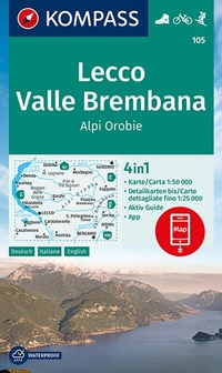 Abbildung von: KOMPASS Wanderkarte 105 Lecco, Valle Brembana, Alpi Orobie 1:50.000 - KOMPASS-Karten