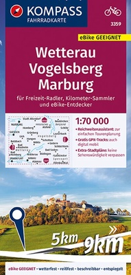 Abbildung von: KOMPASS Fahrradkarte 3359 Wetterau, Vogelsberg, Marburg 1:70.000 - KOMPASS-Karten
