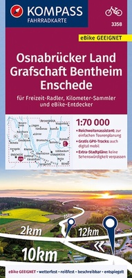 Abbildung von: KOMPASS Fahrradkarte 3358 Osnabrücker Land, Grafschaft Bentheim, Enschede 1:70.000 - KOMPASS-Karten