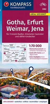 Abbildung von: KOMPASS Fahrradkarte 3362 Gotha, Erfurt, Weimar, Jena 1:70.000 - KOMPASS-Karten