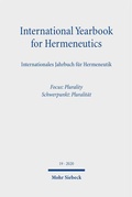 Cover: International Yearbook for Hermeneutics/Internationales Jahrbuch f&uuml;r Hermeneutik - Mohr Siebeck