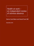 Cover: Health at Work - an Independent Review of Sickness Absence - TSO