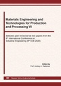 Cover: Materials Engineering and Technologies for Production and Processing VI - Trans Tech Publications Ltd