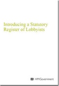 Cover: Introducing a statutory register of lobbyists - TSO
