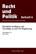 Bild: K&uuml;nstliche Intelligenz und Vorschl&auml;ge zu einer EU-Regulierung. - Duncker & Humblot