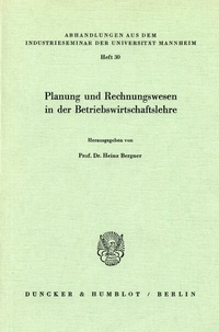 Abbildung von: Planung und Rechnungswesen in der Betriebswirtschaftslehre. - Duncker & Humblot
