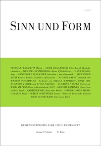 Enlarge image Cover: Sinn und Form 1/2021 - SINN und FORM