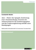 Cover: Alice - Hinter den Spiegeln. Erarbeitung eines Zusammenhangs zwischen der Achsensymmetrie des Funktionsgraphen und der Funktionsgleichung mithilfe eines Handspiegels - GRIN Verlag