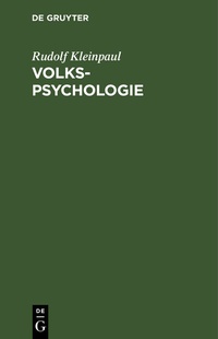 Abbildung von: Volkspsychologie - De Gruyter