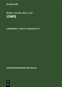 Enlarge image Cover: Vor § 13 Abschnitt D - De Gruyter
