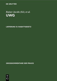 Enlarge image Cover: Rabattgesetz - De Gruyter