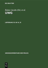Abbildung von: §§ 14, 15 - De Gruyter