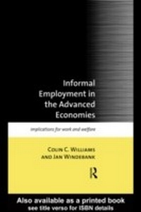 Enlarge image Cover: Informal Employment in Advanced Economies - Routledge
