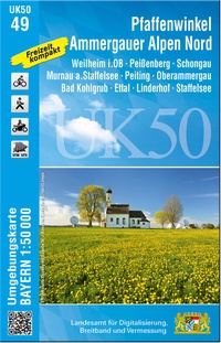 Abbildung von: UK50-49 Pfaffenwinkel, Ammergauer Alpen Nord (Umgebungskarte 1:50000) - Landesamt für Digitalisierung, Breitband und Vermessung, Bayern