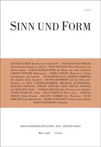 Enlarge image Cover: SINN UND FORM 2/2021 - SINN und FORM