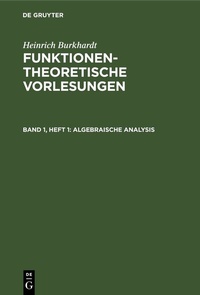 Enlarge image Cover: Algebraische Analysis - De Gruyter