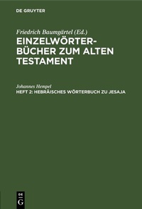 Abbildung von: Hebräisches Wörterbuch zu Jesaja - De Gruyter