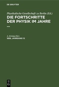Cover: Die Fortschritte der Physik im Jahre .... 1856, Jahrgang 12 - De Gruyter