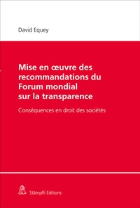 Abbildung von: Mise en oeuvre des recommandations du Forum mondial sur la transparence - Stämpfli Verlag