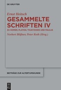 Cover: Zu Homer, Platon, Thukydides und Paulus - De Gruyter