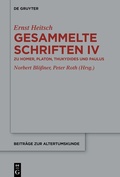 Cover: Zu Homer, Platon, Thukydides und Paulus - De Gruyter