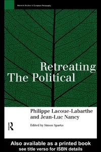 Enlarge image Cover: Retreating the Political - Routledge