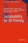 Cover: Sustainability for 3D Printing - Springer