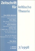 Cover: Zeitschrift f&uuml;r kritische Theorie / Zeitschrift f&uuml;r kritische Theorie, Heft 7 (1998) - zu Klampen Verlag