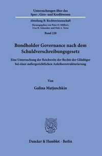 Abbildung von: Bondholder Governance nach dem Schuldverschreibungsgesetz. - Duncker & Humblot