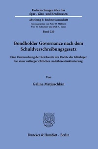 Abbildung von: Bondholder Governance nach dem Schuldverschreibungsgesetz. - Duncker & Humblot