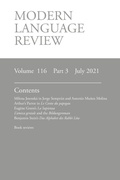 Cover: Modern Language Review (116 - Modern Humanities Research Association
