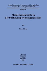 Abbildung von: Minderheitenrechte in der Publikumspersonengesellschaft. - Duncker & Humblot