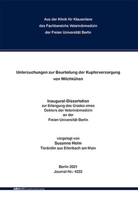 Abbildung von: Untersuchungen zur Beurteilung der Kupferversorgung von Milchkühen - Mensch & Buch