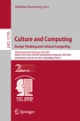Cover: Culture and Computing. Design Thinking and Cultural Computing - Springer