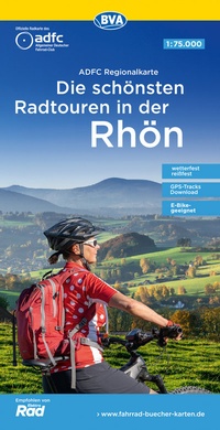 Abbildung von: ADFC-Regionalkarte Die schönsten Radtouren in der Rhön, 1:75.000, mit Tagestourenvorschlägen, reiß- und wetterfest, E-Bike-geeignet, GPS-Tracks-Download - BVA BikeMedia