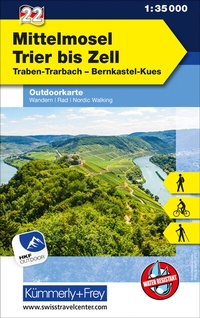Abbildung von: Kümmerly+Frey Outdoorkarte Deutschland 22 Mittelmosel, Trier bis Zell 1:35.000 - Hallwag Kümmerly+Frey