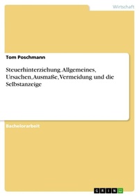Abbildung von: Steuerhinterziehung. Allgemeines, Ursachen, Ausmasse, Vermeidung und die Selbstanzeige - GRIN Verlag