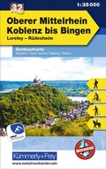 Cover: K&uuml;mmerly+Frey Outdoorkarte Deutschland 32 Oberer Mittelrhein, Koblenz bis Bingen 1:35.000 - Hallwag K&uuml;mmerly+Frey