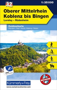 Abbildung von: Kümmerly+Frey Outdoorkarte Deutschland 32 Oberer Mittelrhein, Koblenz bis Bingen 1:35.000 - Hallwag Kümmerly+Frey