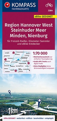 Abbildung von: KOMPASS Fahrradkarte 3364 Region Hannover West 1:70.000 - KOMPASS-Karten