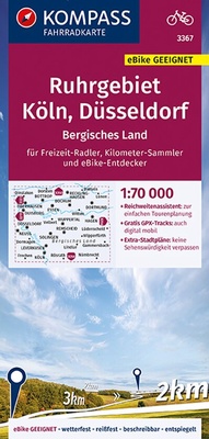 Abbildung von: KOMPASS Fahrradkarte 3367 Ruhrgebiet, Köln, Düsseldorf, Bergisches Land 1:70.000 - KOMPASS-Karten