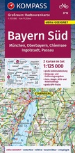 Cover: KOMPASS Gro&szlig;raum-Radtourenkarte 3712 Bayern S&uuml;d, Oberbayern, Chiemsee, Ingolstadt, Passau, M&uuml;nchen 1:125.000 - KOMPASS-Karten