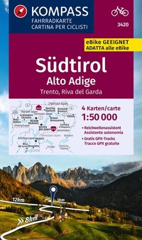 Abbildung von: KOMPASS Fahrradkarte 3420 Südtirol / Alto Adige, Trento, Riva del Garda (4 Karten im Set) 1:50.000 - KOMPASS-Karten