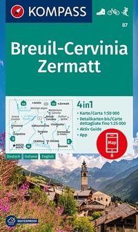 Abbildung von: KOMPASS Wanderkarte 87 Breuil-Cervinia, Zermatt 1:50.000 - KOMPASS-Karten