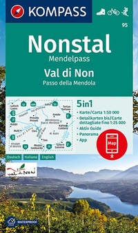 Abbildung von: KOMPASS Wanderkarte 95 Nonstal, Mendelpass, Val di Non, Passo della Mendola 1:50.000 - KOMPASS-Karten